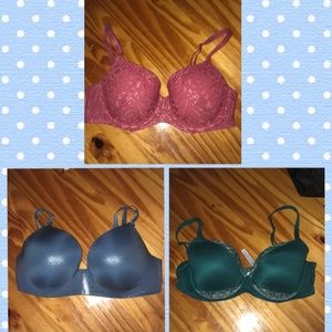 THREE Victoria's Secret size 36D Bras saver BUNDLE